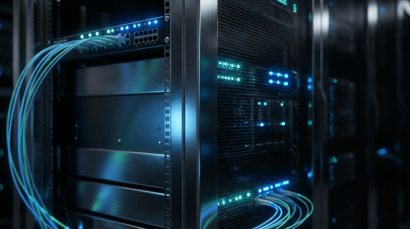 Managed IT services network monitoring equipment in data rack